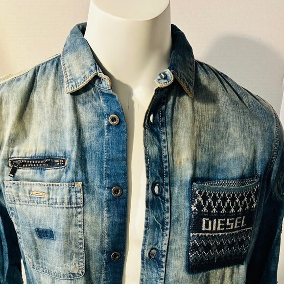 Diesel Distressed Denim L/S Shirt - Picture 3 of 12